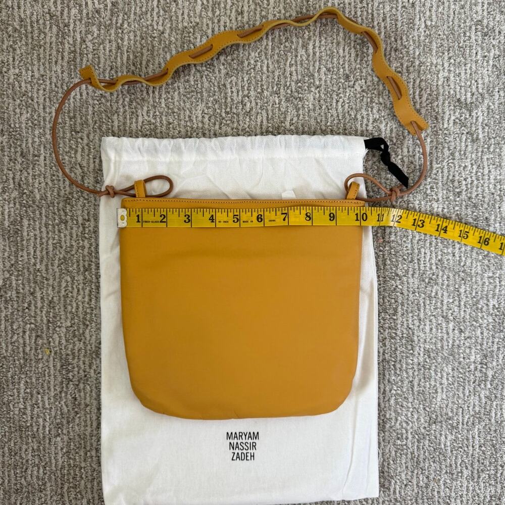 Maryam Nassir Zadeh Script Purse Unisex Bag Yellow Leather Designer Rare NEW - Picture 3 of 7